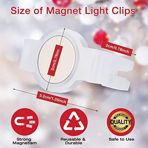 50pcs Magnetic Sockets Light Clips Božić Light Clips kompatibilan sa Clear, C9 Magnetic Light Clip
