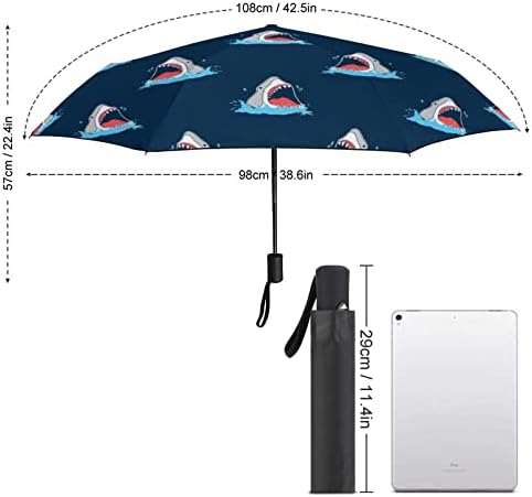 Shark Pattern 3 Folds Auto Open Close Anti-UV Umbrella putni kišobran prijenosni ljetni kišobrani