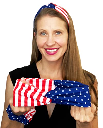 Shimmer Anna Shine crvena bijela i plava Patriotska američka zastava Twist traka za glavu SAD