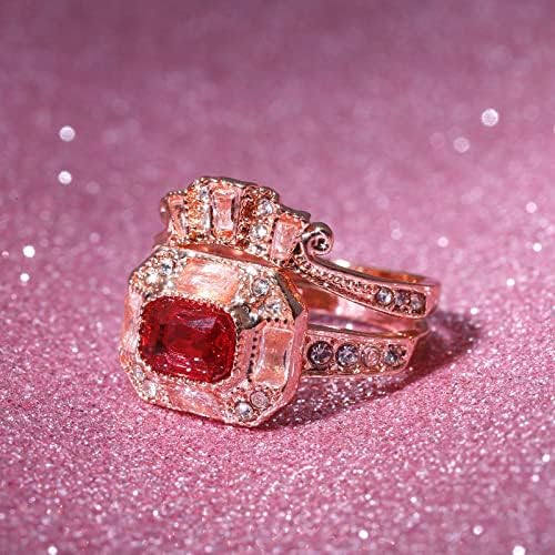 2023 Novi cirkon svijetli modni nakit angažiran okrugli prsten za prsten crveni kamen za žene zvoni