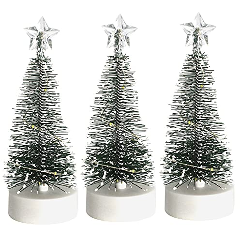 Mini božićno drvce 3pc Božićne stolove Pine igle za prašinu plavo Božićno drvce sa LED svjetlima za ukrašavanje