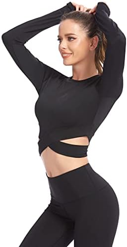 Heledok gornji dugi rukav za žene vježbanje vrhovi obrezane trbuške križne majice ugrađene yoge