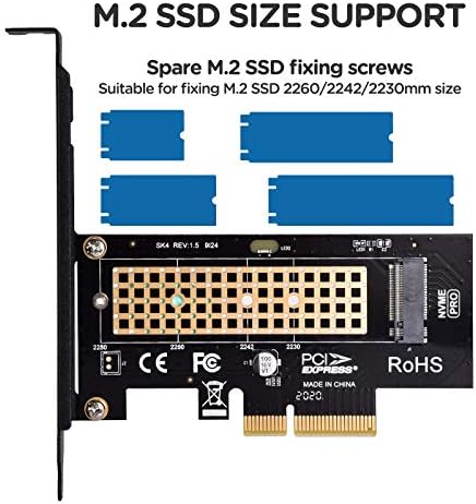 M.2 NVME SSD to PCIe 4.0 / 3.0 x4 adapter, M.2 2280 2260 2242 2230 SSD to PCIe 4.0 / 3.0 x4 adapter