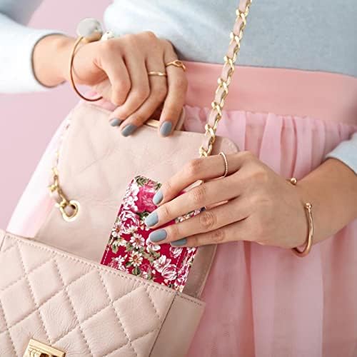 ORYUEKAN Mini torba za šminkanje sa ogledalom, torbica za kvačilo od umjetne kože futrola za ruževe, Pink