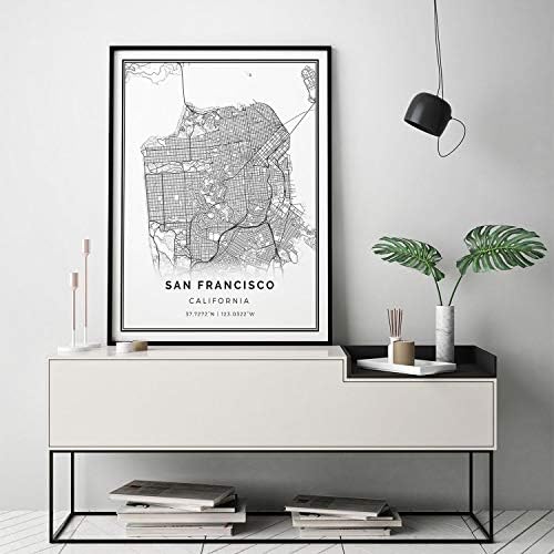 San Francisco Map poster Print / moderna crno-bijela zidna Umjetnost / skandinavski Kućni dekor | California