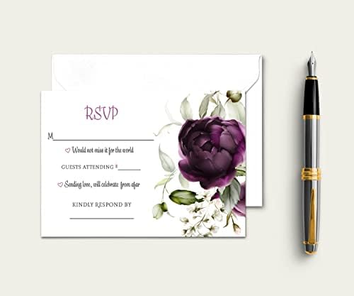 Purple Passions odgovorne kartice sa kovertama RSVP Insel za pozivnicu za vjenčanje, mladenac, maturu,