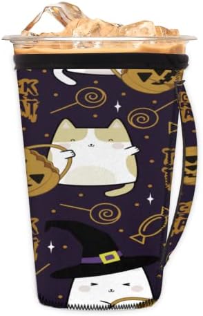 Kawaii Slatka mačaka za Halloween za više od zahrani za zakrbljujuću kafu s ručkom ručicom neoprenske čaše
