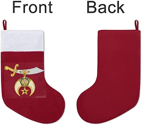 Shriner Logo Božićne čarape Klasični viseći ukrasi Bijela manžetna bombonska torba za porodične zabavne ukrase