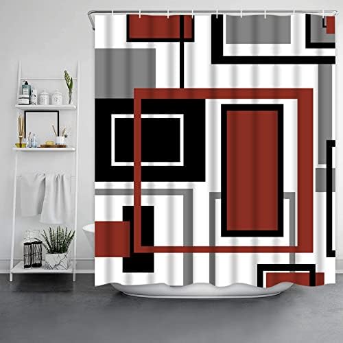 Likiyol Tuš zastove za kupatilo Crveno moderno tuš za zavjese, Crvena geometrijska zavjesa za tuširanje,