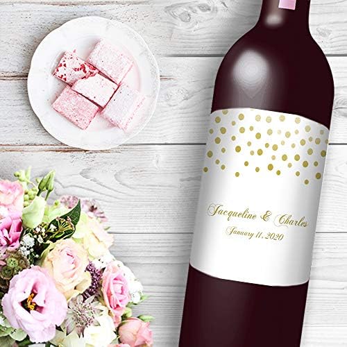 Zlato Confetti pada na bijelo vino / pivsku etiketu Izvrsno za diplomu za vjenčanje / rođendan