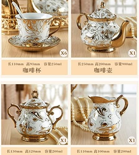 Genigw keramički čaj i tanjur Gold China Kina Kupovi za kavu Postavljanje posude za krem ​​za šećer Čaj