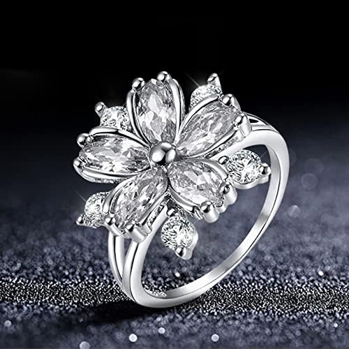 Zircon Diamond Flower Ring nakit za rođendan Prijedlog poklona svadbene angažmane Stranački prsten slatki ženski