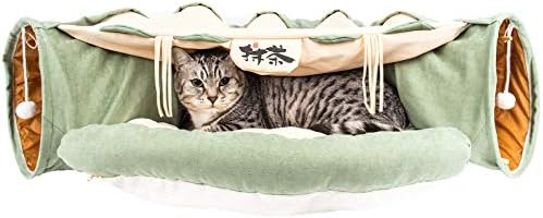 Melpet Cat tunelski krevet, 2 u 1 tunel za mačke sa loptom za grebanje, jastukom i Visećom mrežom