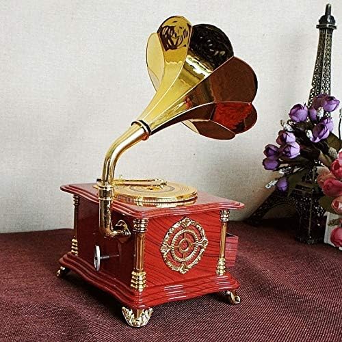 Uxzdx Cujux Vintage Crveno fonograf Muzička kutija Nakit Pokret Mehanički muzički okvir Rotacijski mehanizam Vjenčani poklon