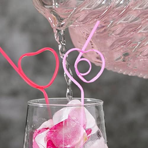 Angoily Wedding Decor 25 kom Crazy slamke plastične slamke u obliku srca slamke za višekratnu upotrebu za