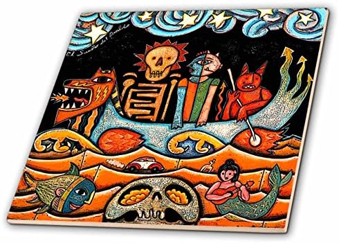 3drose ct_21127_3 narodna umjetnost Đavolji San lobanje Meksički šareni nadrealizam keramička pločica, 8