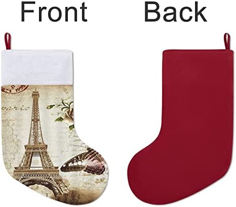 Vintage Eiffelov toranjski monarch leptir crveni božićni praznici Čarape za kućne ukrase za