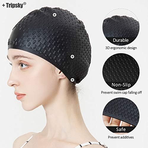 Tripsky silikonska kapa za plivanje, udobna kapa za kupanje idealna za kovrčavu kratku srednje dugu kosu,