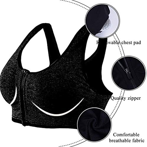 Vertvie ženski sportski grudnjak prednji zipper yoga bras Cross Back Potpremnik Tenk top za vježbanje