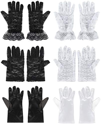 Subiceto 4-6 pari ženskih ženskih čipkastih satenskih rukavica za svadbene svadbene zabave pokloni