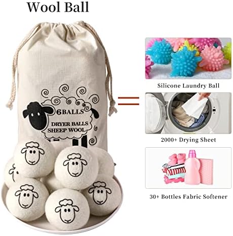 Lopte za sušenje veša za višekratnu upotrebu, XL lopte za sušenje vune slatke, Lopta za omekšavanje tkanine,