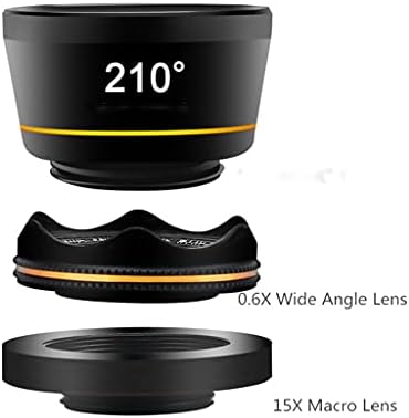 LMMDDP Universal 3 u 1 Kompleti za objektiv za fotoaparat za telefon 210 stupnjeva riblje očni