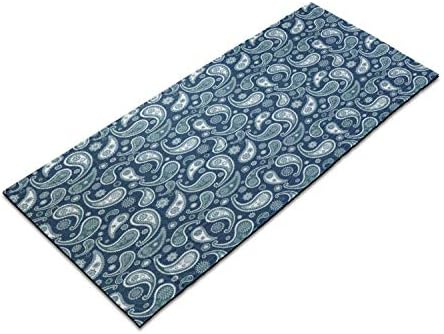 Ambesonne Vintage Blue Yoga Mat ručnik, Bliski Istočni Paisley uzorak Curvy motivi sa cvjetnim detaljima,