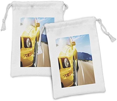 Lunadljiva žuta tkanina torba od 2, sportski automobil Automobil Brzi na putu za dječake Image Brzina tiska,