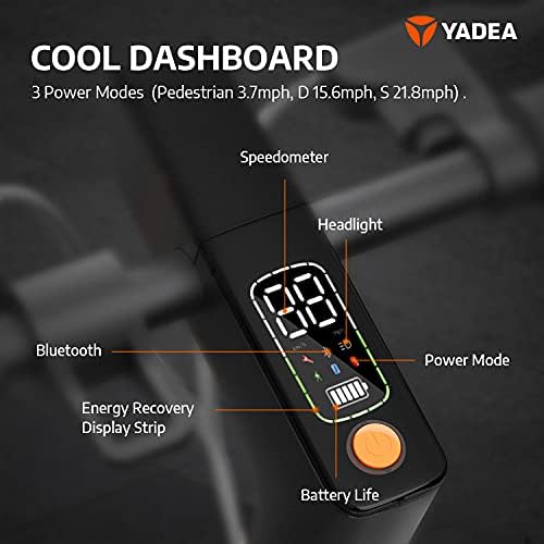 Yadea Electric Scooter Adults KS5 Pro, max brzine 21,8 mph, 37.2 milje dugačak domet, 3 podesivi