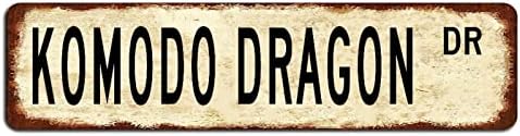 Komodo Dragon Dr Animal Street Sign personalizirani vaš tekst Nervirani stilski limenki znakovi Komodo Dragon
