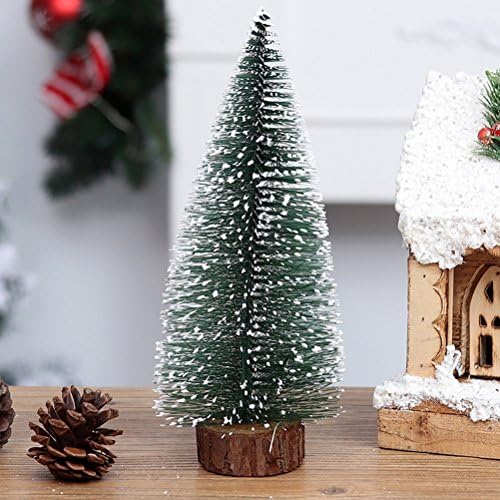 Amosfun božićni ukras mini mršav stolni božićni bor s drvenim bazom Božić Božić ukras za ukrašavanje