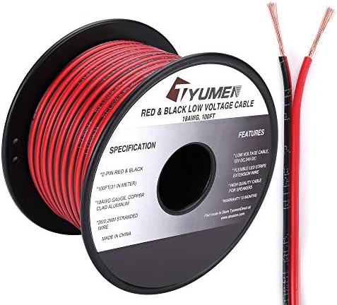 Tyumen 100ft 18 mjerač 2Pin 2 boja crveni crni kabel Kabel električne žice LED trake ekstenzije