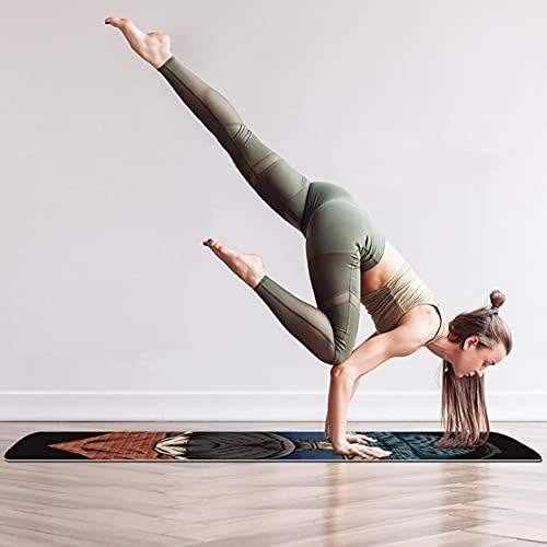 Debela neklizajuća Vježba & fitnes 1/4 prostirka za jogu sa Mopsom sa slušalicama naočare kaubojski Print za jogu Pilates & amp ;Vježba fitnesa na podu