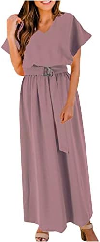 Ženska haljina za ljeto 2023. modna casual proljeća i ljetni prorez V-izrez zavoj s kratkim rukavima