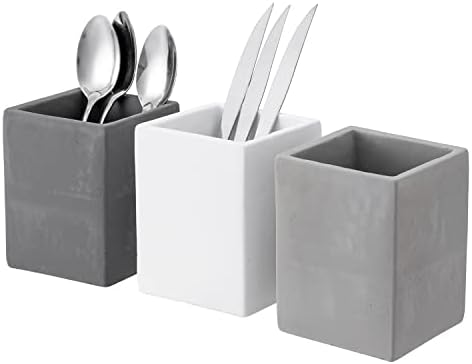Mygift Deluxe moderni sivi monohromatski držači posuđa za kuhinjske kuhinje-alati za kuvanje i pribor za skladištenje