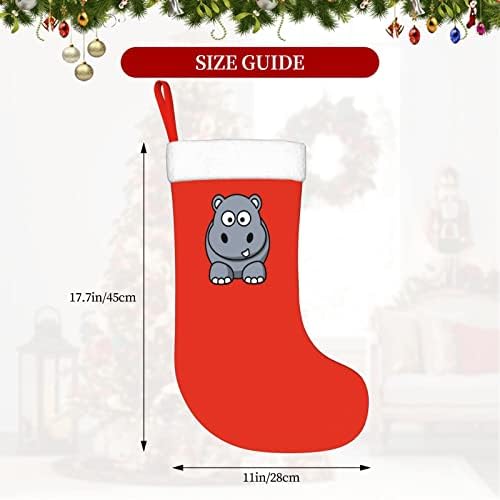 Yoigng Grey Hippo Božićni čarapa Xmas Čarape Klasična kuća za uređenje kamina Viseća čarapa