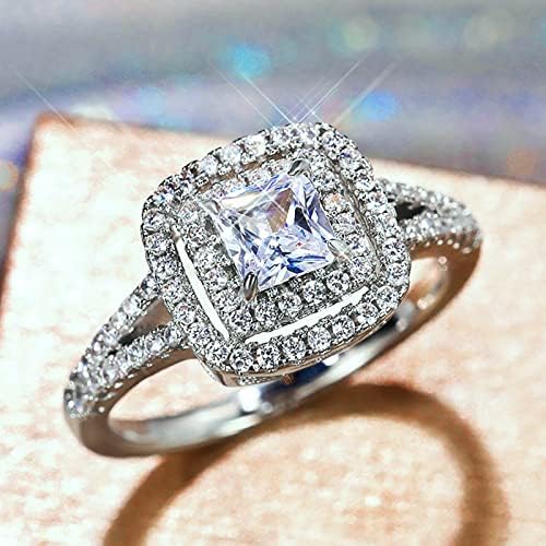 Vjenčani prsten za ženska modna kvadratna cirkonija Ženski puni blagi Diamond angažman prsten za prsten za