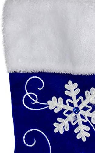 Northerlight 20.5-inčni kraljevski plavi baršun i bijeli pahuljice Božićne čarape