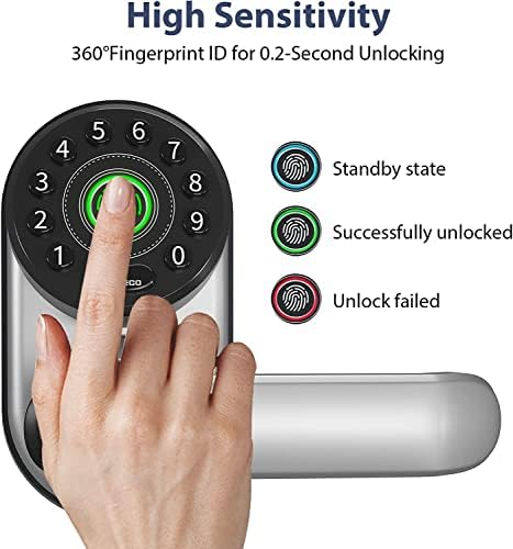 Zaključavanje vrata bez ključa, NGTECO pametna WiFi brava s reverzibilnom ručkom, Bluetooth elektronični