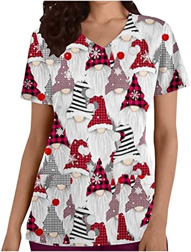 Vintage tinejdžeri za žene, žene božićne stablo ispisuju majice kratki rukav vrhovi krovna bluza