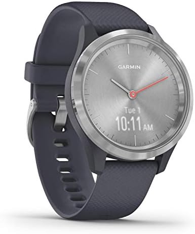 Garmin Vivomove 3S, hibridni pametni sat manjih veličina, srebrni sa granitnim plavim kućištem i band &