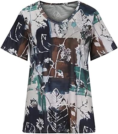 Ženska Tee jesen ljetna odjeća modni kratki rukav Vneck pamuk grafički Lounge Top Shirt za dame J5 J5