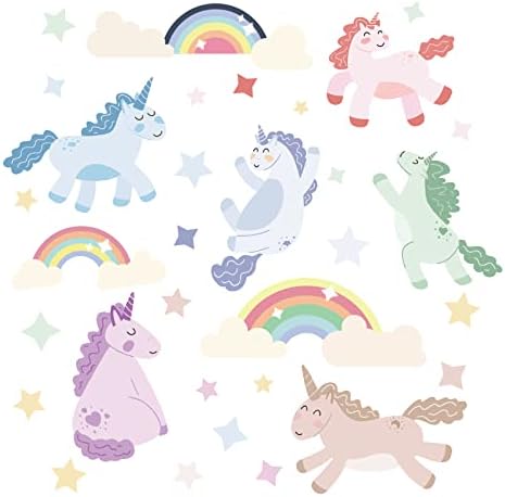 PLIGREAT Cartoon Unicorn Rainbow zidne naljepnice, naljepnice za zidove od oguliti i zalijepiti, slatki
