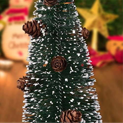 AMOSFUN zeleni ukrasi Mini božićni ukras sa borovom konusom ukrasa i prirodnom drvenom bazom padova božićno