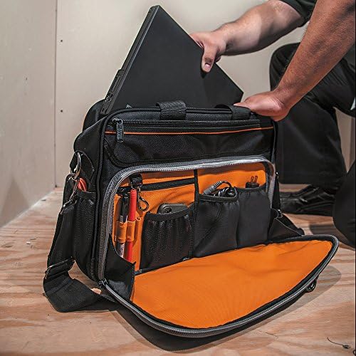 Klein Tools 55455m torba za alate, TRADESMAN PRO tehnološka torba sa džepom prijenosnog računala, crna i narandžasta
