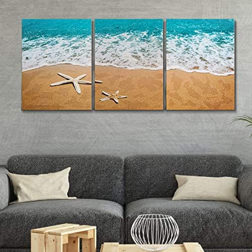 Cheersoon zidna umjetnost za dnevni boravak, morska plaža sa morskim zvijezdama lijepi valovi, zidna Umjetnost