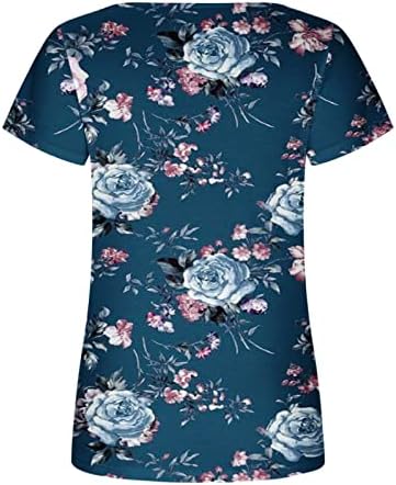 Ženski sakrij trbuh 2023 Ljetna tunika košulja kratkih rukava s dugim dugim majicama cvjetni print casual