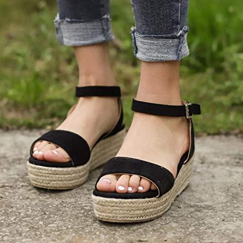Gibobby sandale za žene široke širine, ženske platforme sandale casual ljetni ravni oblicni kopča