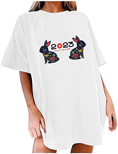 Ženska udobnost Boja odjeća Trendy kratki rukav Crewneck Grafička casual bluza Majica Jesen ljetni vrh