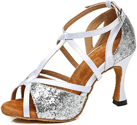 Hipposeus ženske sjajne latino plesne cipele sa sandale za ples Salsa Sanders sandale sa Mid Heelom,